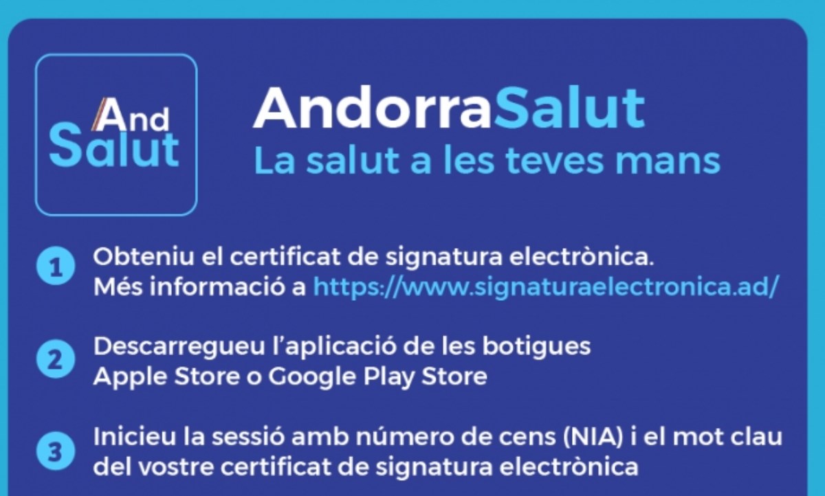 Download the AndorraSalut application that contains information on the vaccination process, tests or COVID-19 recovery certificate